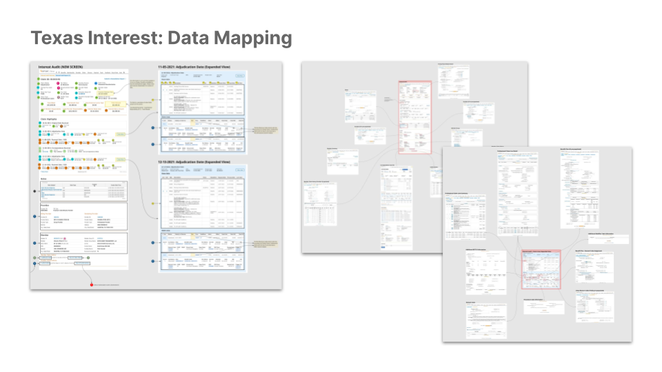Screenshot of claims processing system mapping out location of data