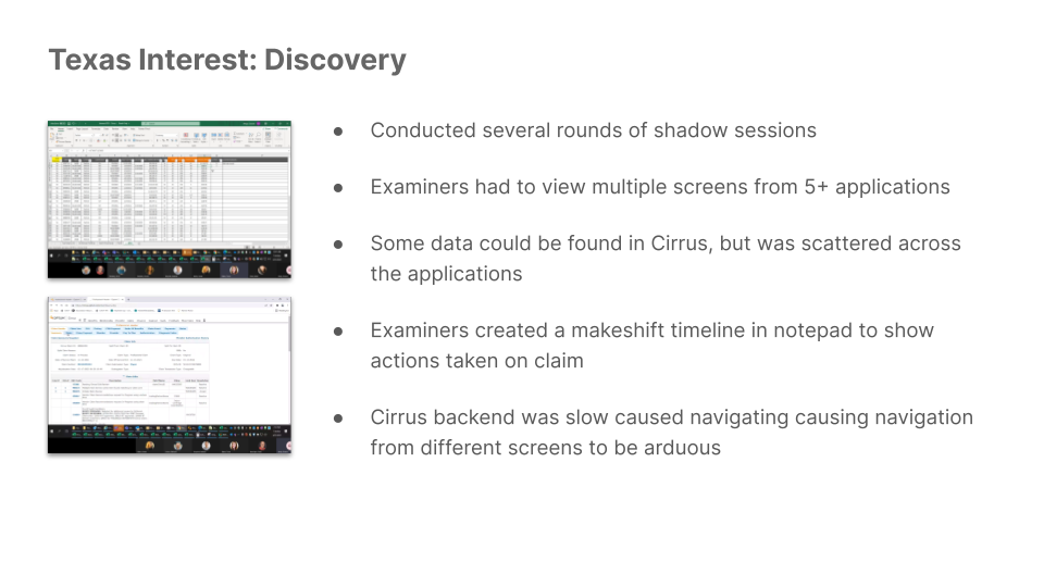 Screenshot of claims processing system discovery artifact