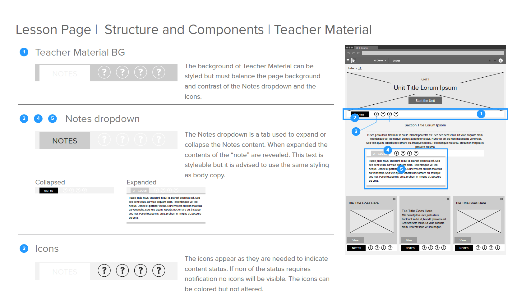 Screenshot of low fidelity user flows through the learning platform system