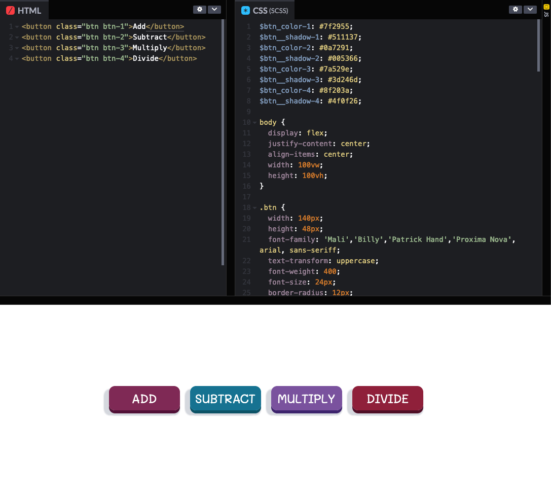 Screenshot of code examples prototypes