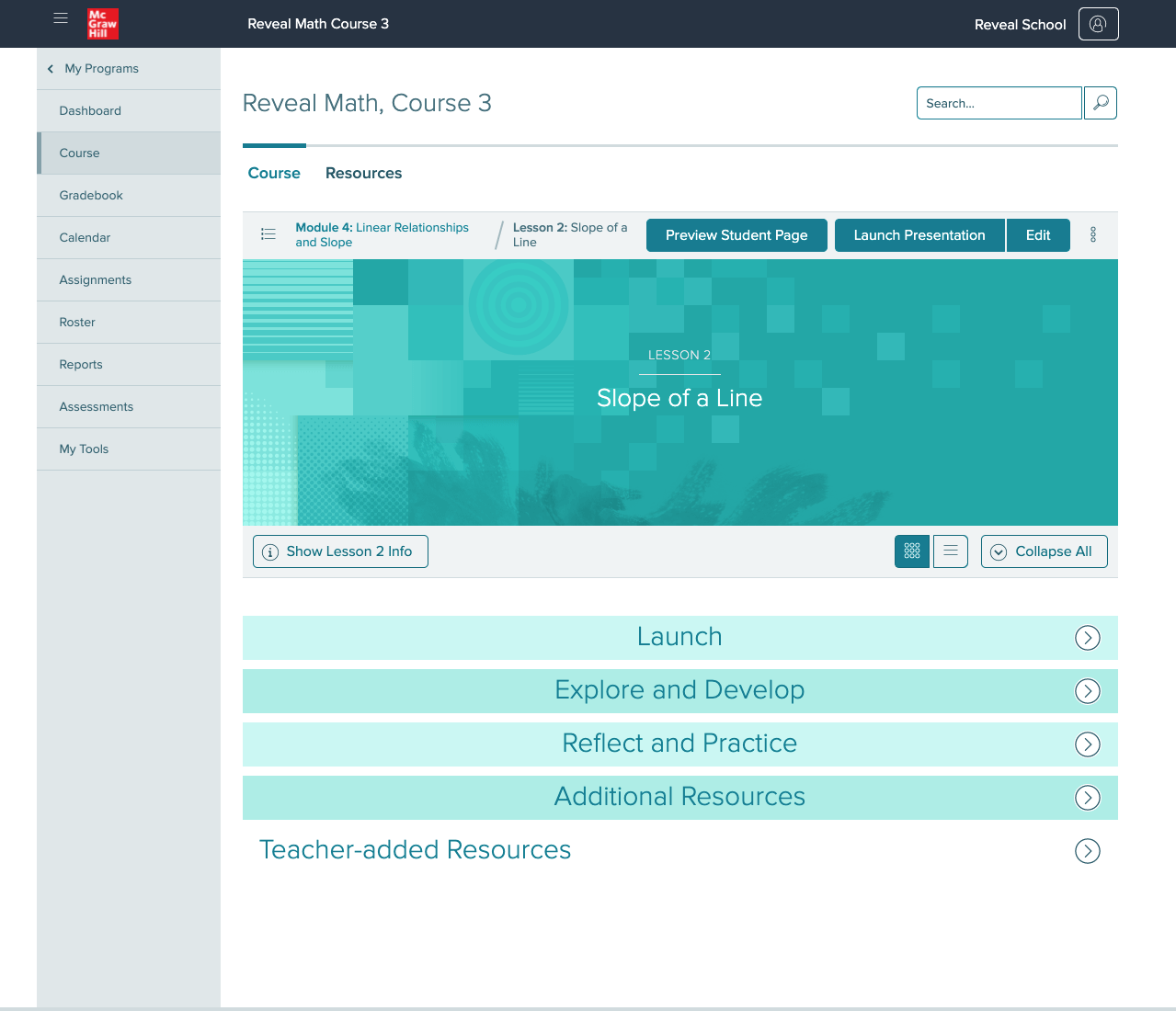 Screenshot of marketing walkthrough of learning platform system